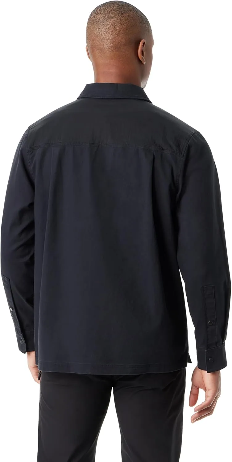 BASS OUTDOOR Men's Stretch Worker Snap Front Shacket with Double Chest Pockets Standard