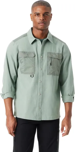 BASS OUTDOOR Men's Stretch Worker Snap Front Shacket with Double Chest Pockets Standard