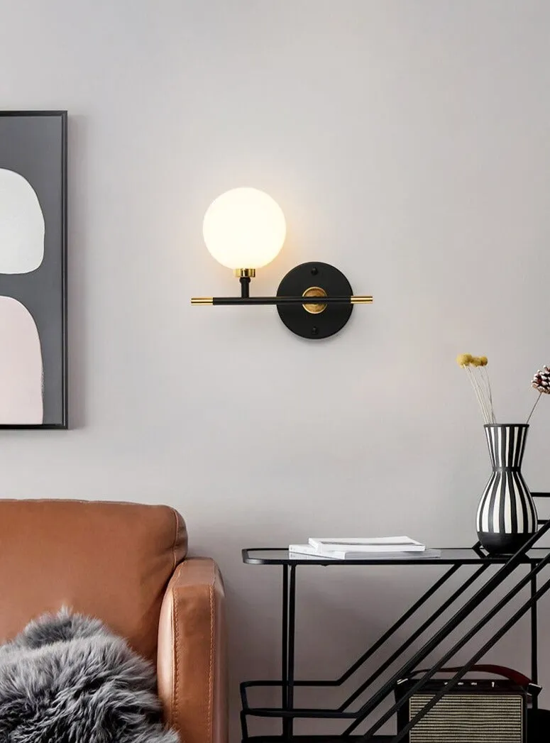 Black Gold Scandinavian Warm Globe Wall Sconce