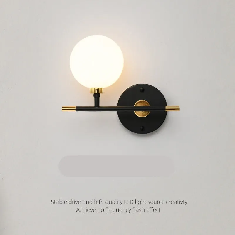 Black Gold Scandinavian Warm Globe Wall Sconce