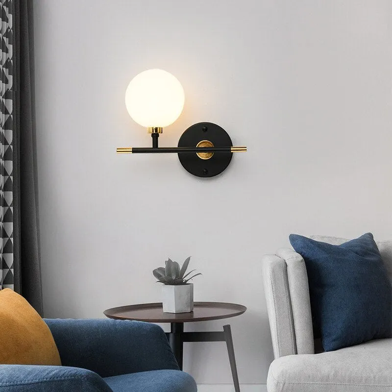 Black Gold Scandinavian Warm Globe Wall Sconce