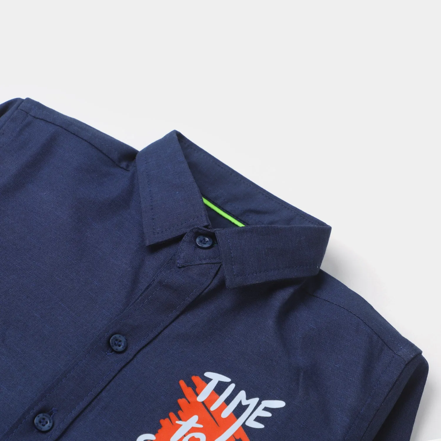 Boys Cotton Casual Shirt Time To Surf | NAVY