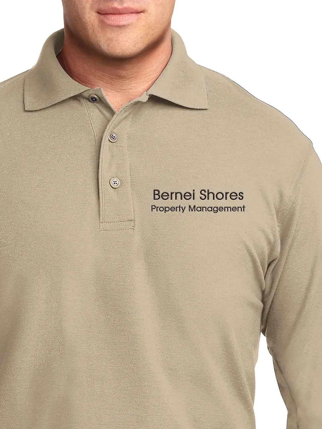 Custom Embroidered Mens Long Sleeve Polo Shirts - Personalized Embroidery Polo Tees