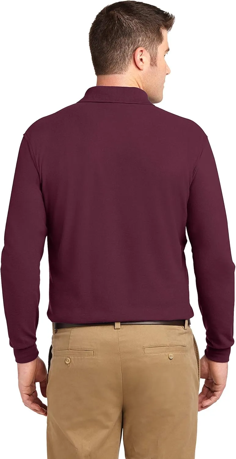 Custom Embroidered Mens Long Sleeve Polo Shirts - Personalized Embroidery Polo Tees