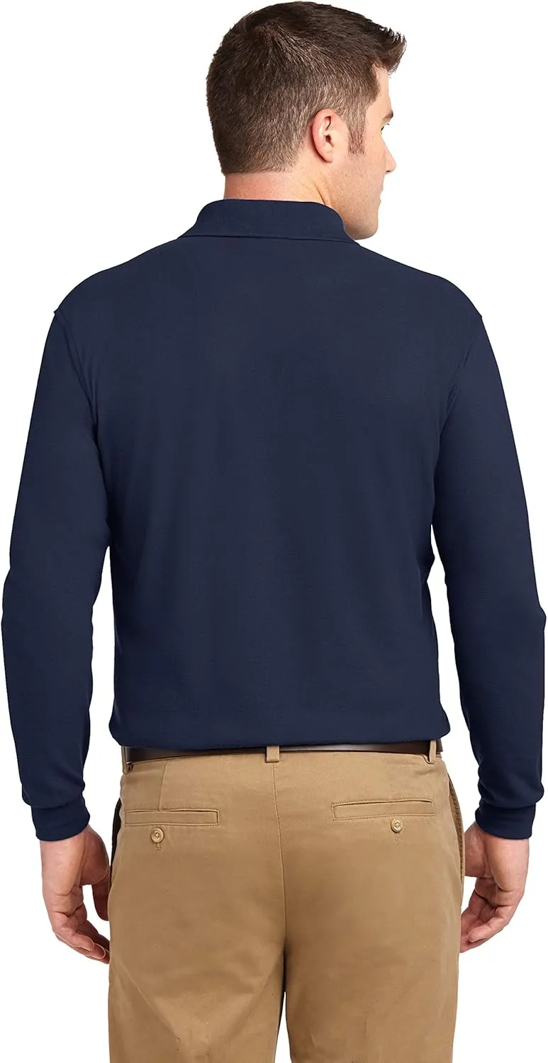 Custom Embroidered Mens Long Sleeve Polo Shirts - Personalized Embroidery Polo Tees