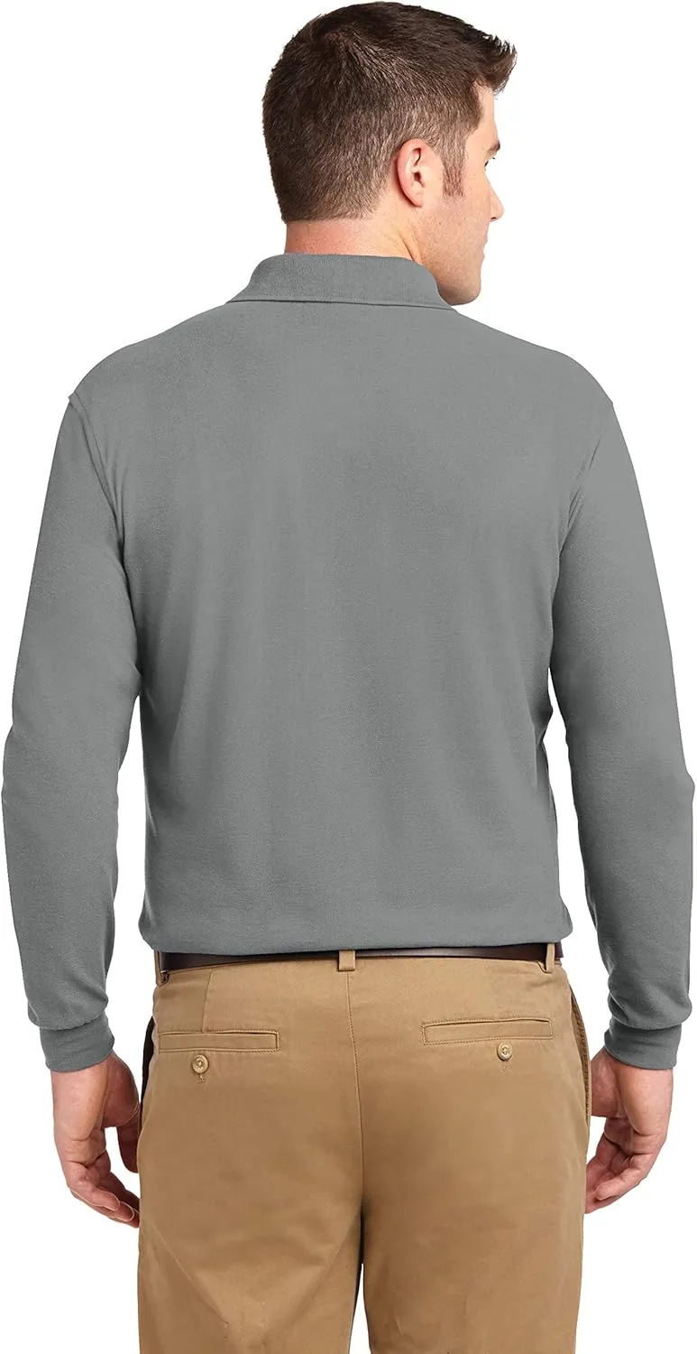 Custom Embroidered Mens Long Sleeve Polo Shirts - Personalized Embroidery Polo Tees