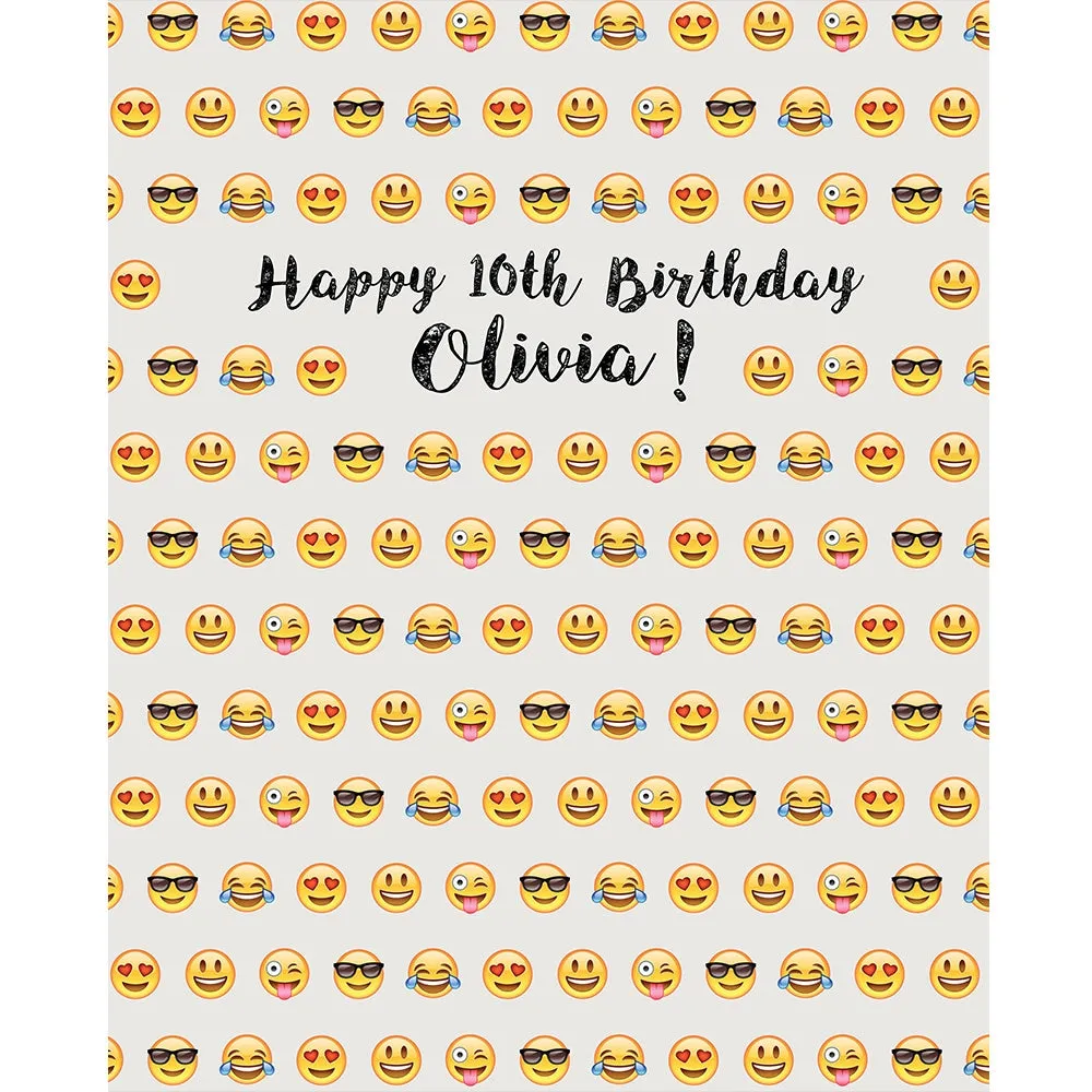 Custom Emoji Birthday Printed Backdrop