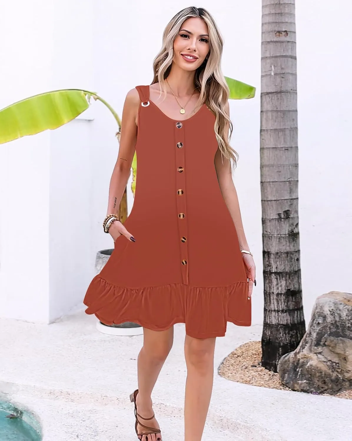 ETCYY NEW Summer Dresses for Women Tiered Swing Beach Cover Up Dress A Line Short Sundresses Knee Length
