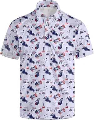 Golf Polos for Men Funny Moisture Wicking Golf Shirts Performance Quick-Dry Polo Shirts Short Sleeve