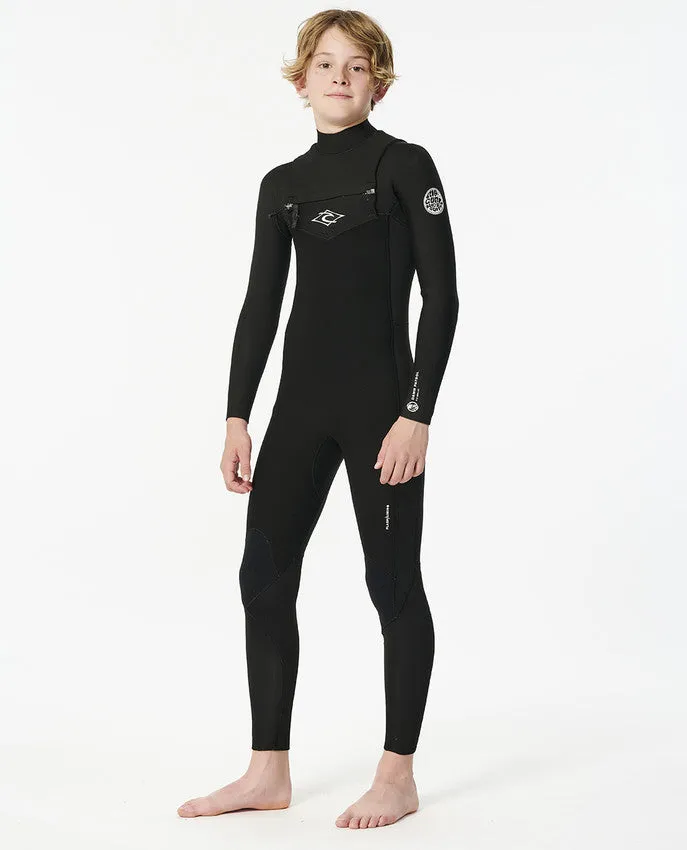 JUNIOR DAWN PATROL CHEST ZIP STEAMER 5/3 GB - BLACK