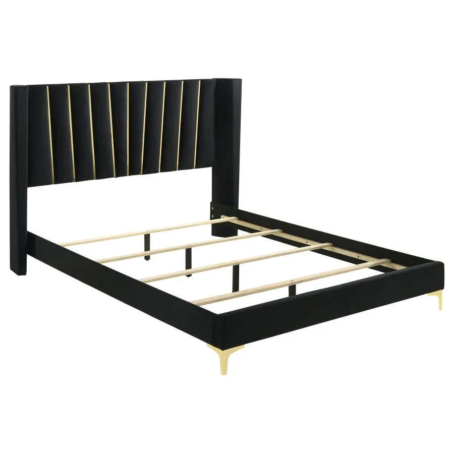 Kendall Upholstered Panel Bed Black