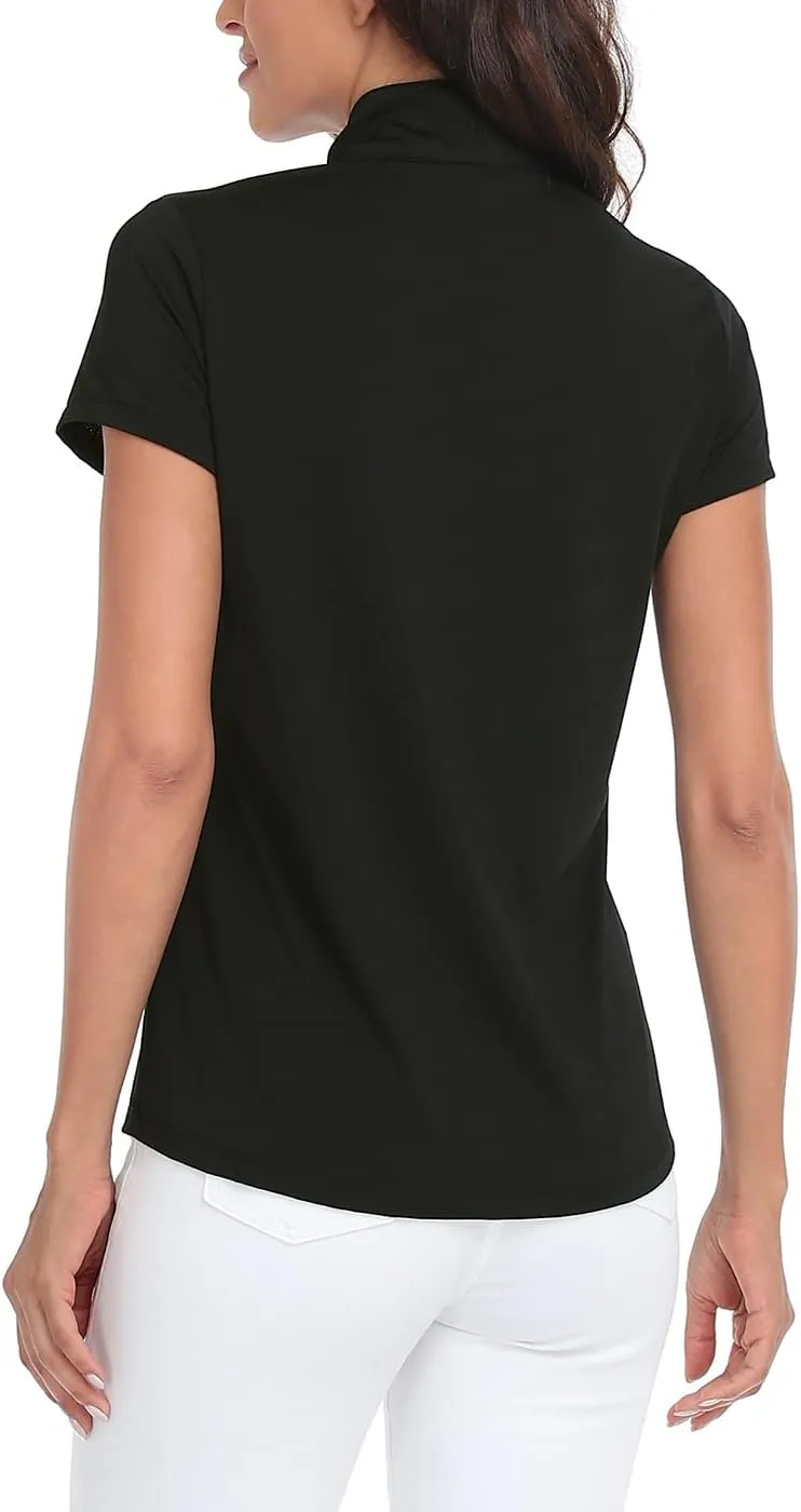 LRD Women's Golf Polo Shirts Short Sleeve Tennis Shirt UPF 30 Quarter Zip Up