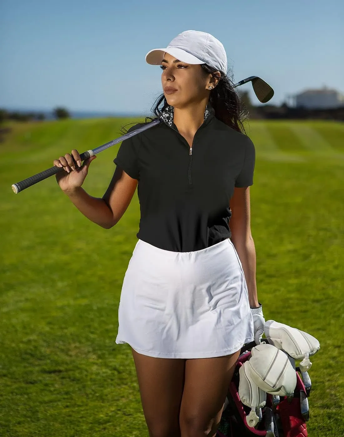 LRD Women's Golf Polo Shirts Short Sleeve Tennis Shirt UPF 30 Quarter Zip Up