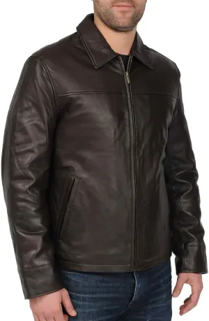 Men's Big and Tall New Zealand Lambskin Leather Classic Open Bottom Jacket