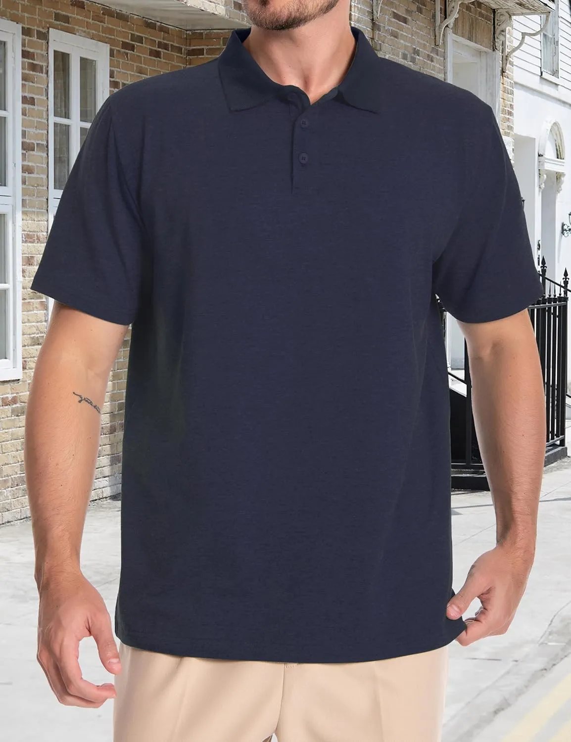 Men's Casual Polo Shirts Short Sleeve Summer Shirts Classic Collared Golf Shirt