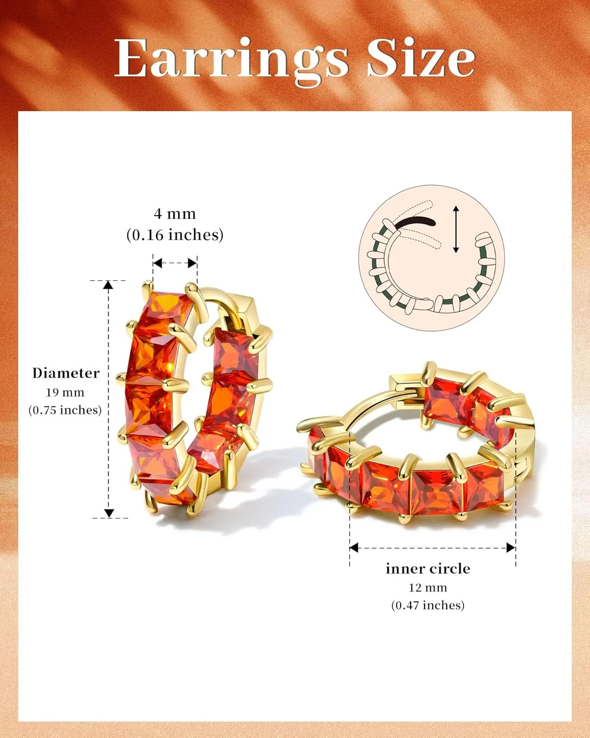 Mesovor Cubic Zirconia Gold Hoop Earrings for Women Trendy, 18K Gold Plated Lightweight Huggie Hoops Earrings | Green Black Red Stones CZ Earrings Jewelry