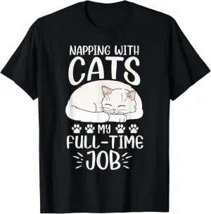Napping With Cats Pet Animals Owner Cat Lover Graphic T-Shirt