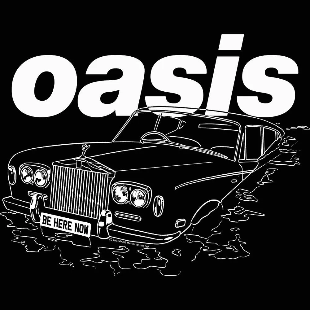 Oasis Band T Shirt Be Here Now Car Adult Black Short Sleeve 90s Rock Music Vintage Style Graphic Tees