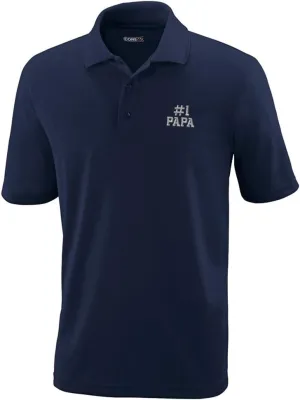 Performance Golf Tees Number #1 PAPA Embroidery Polyester Short Sleeves Polo Shirts for Men Navy Design Only Large