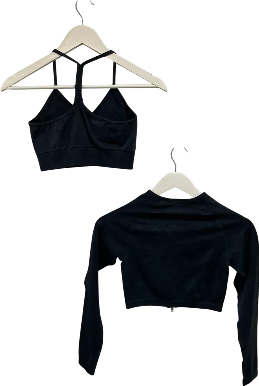 Prospect Apparel Blue Elevate Zip Top And Sports Bra UK S