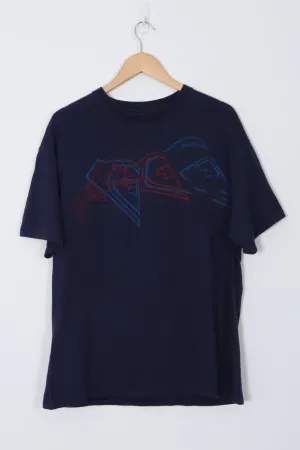 QUICKSILVER Surf Apparel Red & Blue Logo Wave Graphic Print Tee (L-XL)