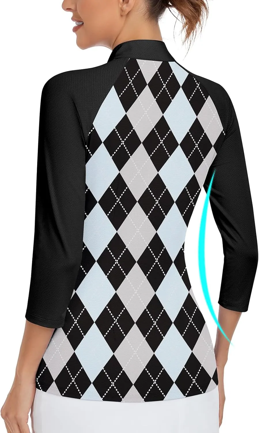 Soneven Womens 3/4 Sleeve Shirt UPF 50  Moisture Wicking Golf Polo Shirt for Casual Work