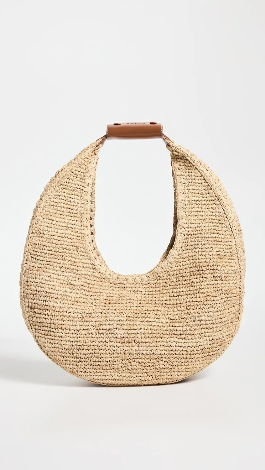 STAUD Women's Large Raffia Moon Tote Bag