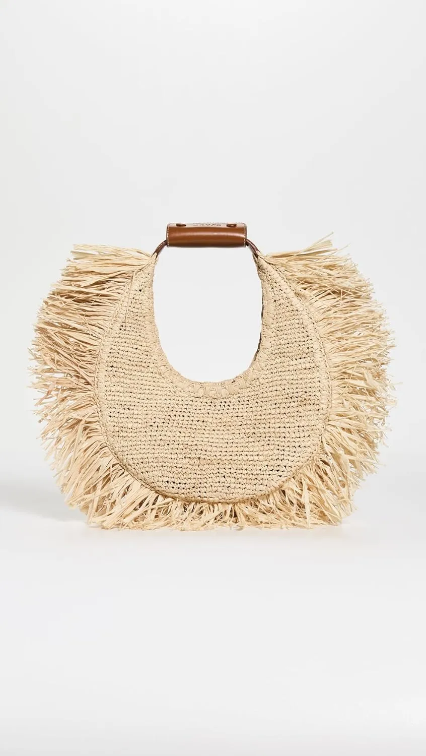STAUD Women's Moon Raffia Tote Bag