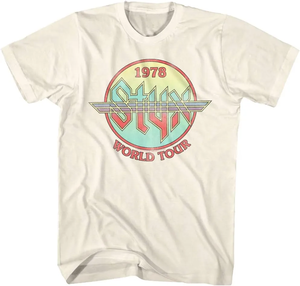 Styx Circle 1978 World Concert Tour Music American Rock Band Adult T-Shirt 70s Graphic Tee