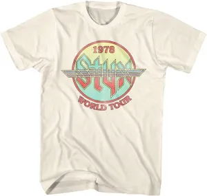 Styx Circle 1978 World Concert Tour Music American Rock Band Adult T-Shirt 70s Graphic Tee