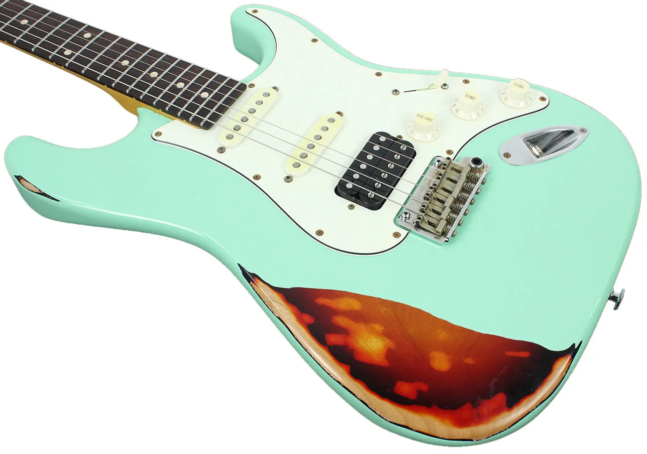 Suhr Classic Antique Pro HSS Limited, Surf Green over 3-Tone Sunburst