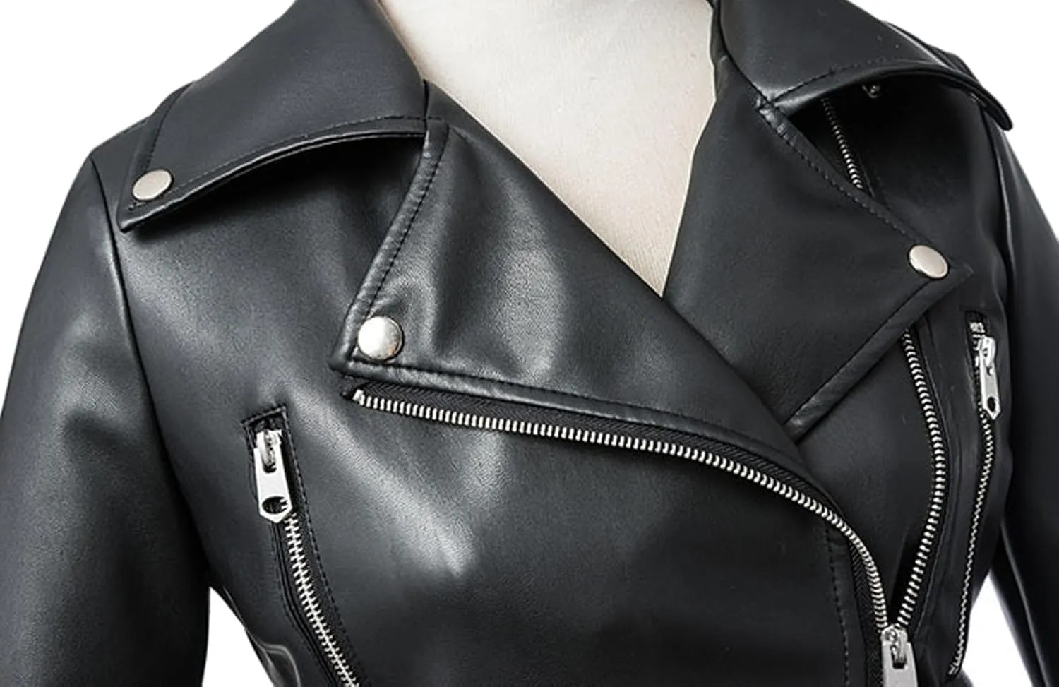 Tanming Women's Faux Leather Moto Biker Short Coat Jacket