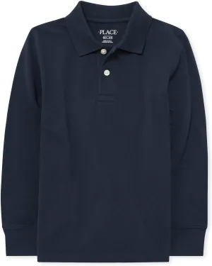 The Children's Place boys Long Sleeve Pique Polo
