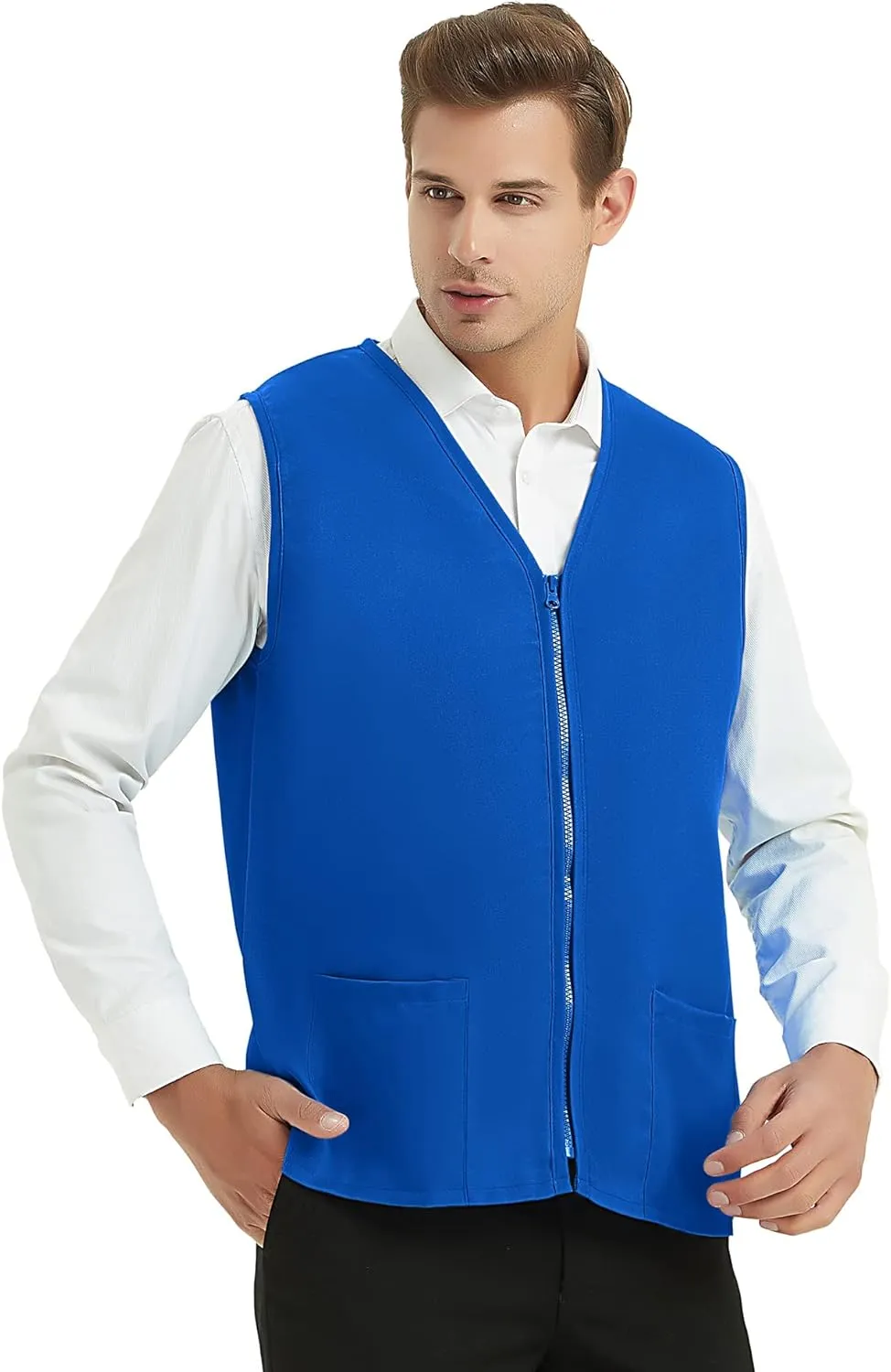 TopTie Custom Adult Volunteer Uniform Vest Polyester Zipper Supermarket Activity Vest