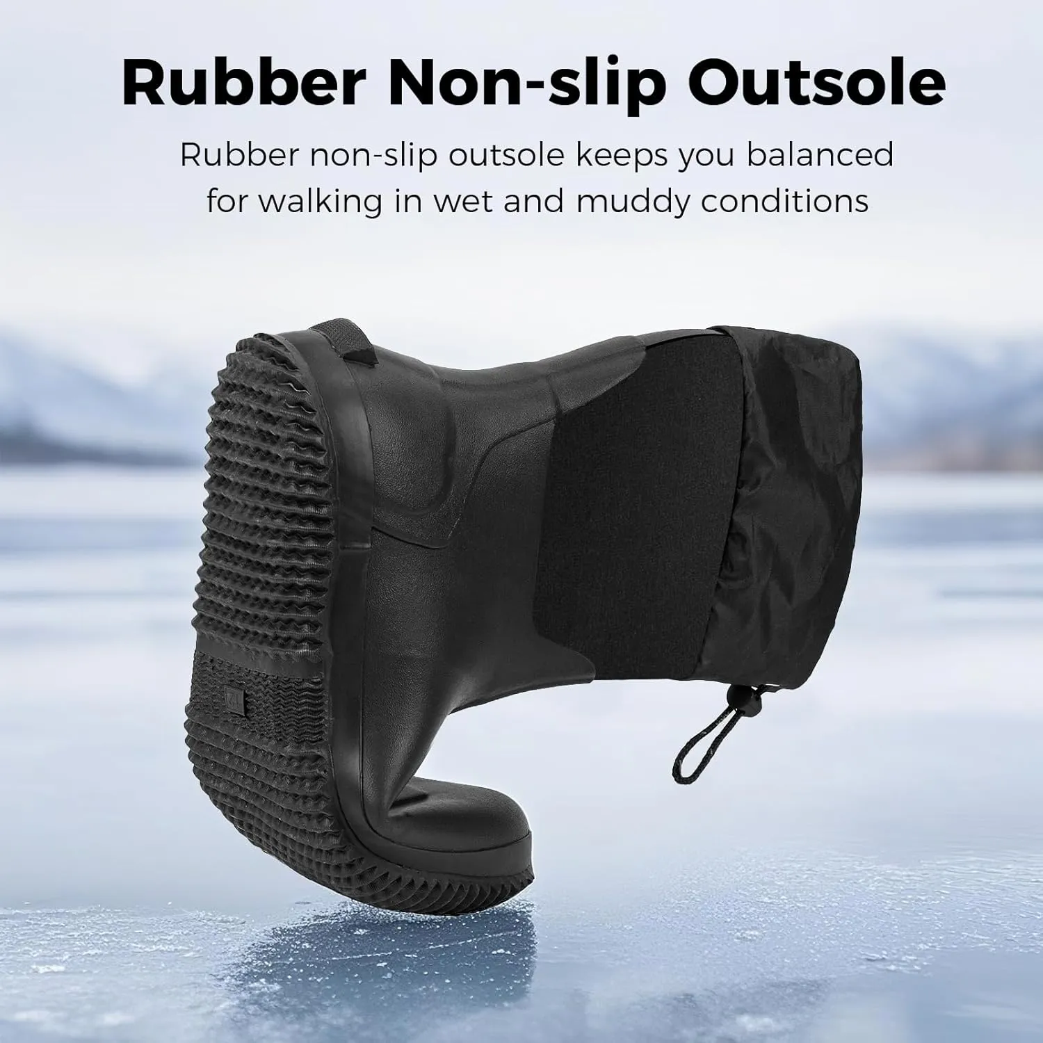 Ubon Men's Medium-High Waterproof Chloroprene Rubber Rain Boots for Farm and Garden Work