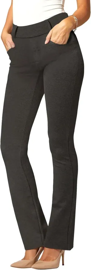 Women's Dress Pants - Wear to Work - Tummy Control Stretch - Pockets & Belt Loops - Bootcut (Available in Plus Size)