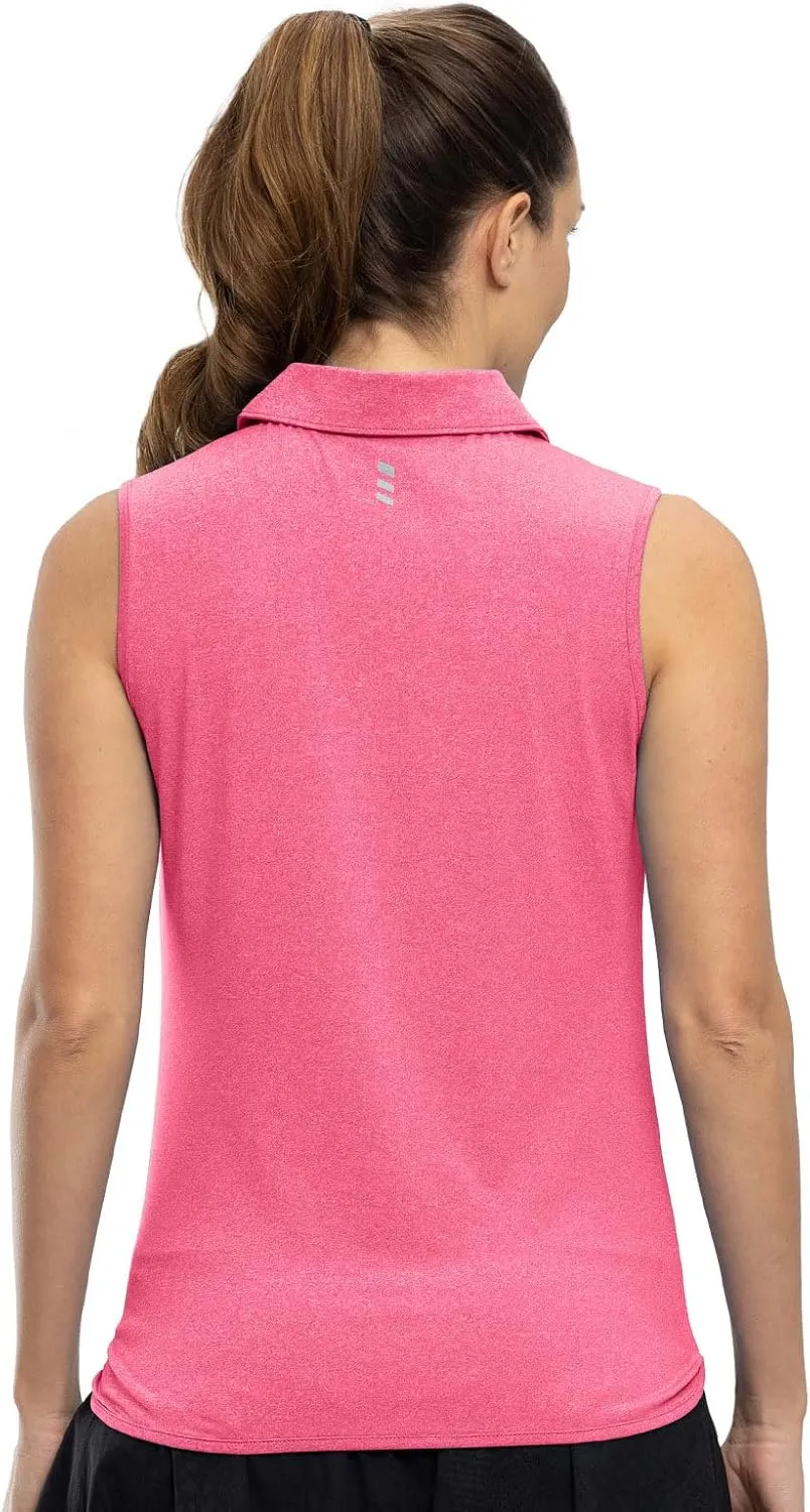 YSENTO Women's Sleeveless Golf Shirts Tops Clothes Collared 1/4 Zip Quick Dry Tennis Polo Shirts Apparel